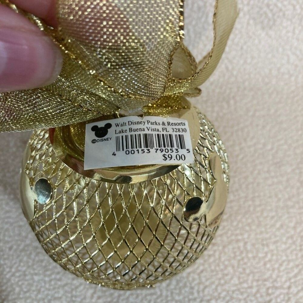 Walt Disney Parks & Resorts Christmas‎ Ornament Gold Mesh Ball Mickey Mouse Ears - Picture 3 of 5